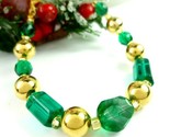 Round faceted green glass and gold beaded holiday christmas bracelet 60749003 1  thumb155 crop