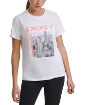 DKNY Womens Activewear Sport City Skyline Graphic T-Shirt White Size Small - £32.16 GBP