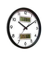 LCD Display Temperature &amp; Humidity Wall Clock - Black - £52.65 GBP