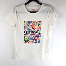 Cat &amp; Jack Girls T Shirt Celebrate Geometric Short Sleeve Ivory XXL 18 - £3.92 GBP