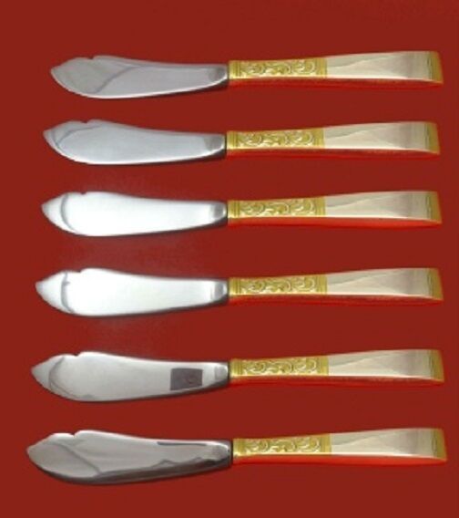 Golden Scroll By Gorham Sterling Silver Trout Knife Set HHWS 6-Piece Custom - $484.11