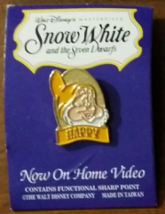 Happy In Walt Disney&#39;s Snow White And The Seven Dwarfs   Pin, New - £2.34 GBP