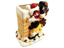 M&amp;M&#39;s Chimney Vase/Planter, Christmas Decoration, Santa &amp; Reindeer, Vint... - $19.55