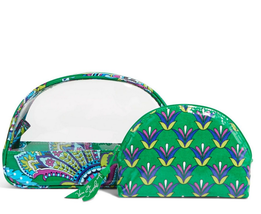 Vera Bradley Clear Cosmetic Duo in Emerald Paisley - £21.54 GBP