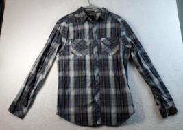 Helix Shirt Mens Medium Multi Plaid 100% Cotton Long Sleeve Button Up Collared - £9.12 GBP