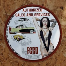 Vintage 1932 Ford Crestliner Authorized Sales &amp; Services Porcelain Gas-Oil Sign - £99.91 GBP