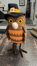 HYDE &amp; EEK 9&quot; Felt Owl Barney 2018 Halloween Fall Autumn Metal Name Tag  - $12.20