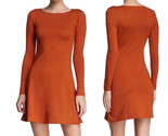 American Apparel Ponte Dark Orange Umber Long Sleeve Mini Dress Size Sma... - $16.58