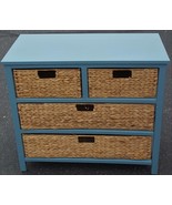Super Cute Little Blue Compressed Wood Storage Shelf - Wicker Baskets Ne... - $148.49