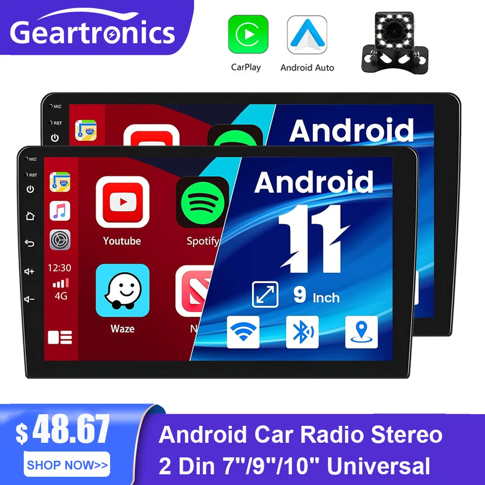 Android 11 Car Radio Carplay Android Auto Radio 2 Din Car Audio Receiver WIFI - £74.80 GBP+