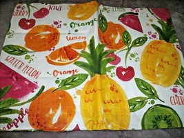 NEW Tropical FRUIT TABLECLOTH  52&quot; Sq Watermelon Orange Lemon Cherry Pin... - £14.71 GBP