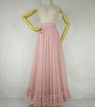 Pink Long Layered Tulle Skirt Bridesmaid Custom Plus Size Tulle Maxi Skirt