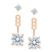 Authentic Crislu Brilliant Earring Jackets, Rose Gold Plated Silver - £87.01 GBP