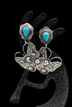 Rolanda Yazzie Signed Navajo Sterling Silver Turquoise Butterfly Dangle Earrings - £175.85 GBP