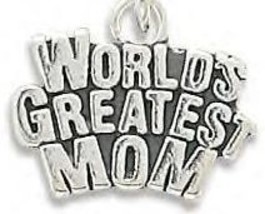 Stamped Genuine .925 Sterling Silver World&#39;s Greatest Mom Charm - £19.83 GBP