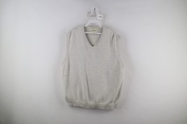Vintage 90s Eddie Bauer Mens Size Large Blank Cotton Knit Sweater Vest Gray - £40.15 GBP