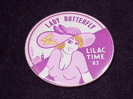 Lady Butterfly Lilac Time 1983 Spokane Washington Pinback Button, Pin - £4.30 GBP