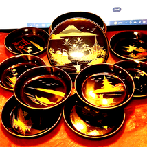 1950s vintage Japanese coaster set~8 to the set~they all fit into a cont... - $43.19 CAD