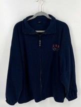 VTG 90s USA Olympics Fleece Jacket Size XL Embroidered Navy Blue Zip Up - £19.55 GBP