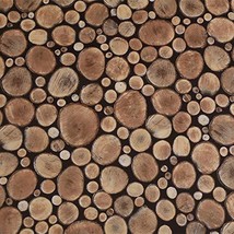 Dundee Deco AZ-W0444 Distressed Wood Brown, Beige Cut Logs Peel and Stick Self A - £16.32 GBP