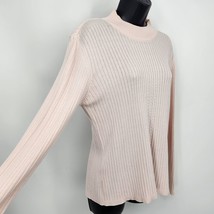 Vtg Worthington Women&#39;s Sweater Size Large Pullover Pink Cable Knit Crew Neck - £11.21 GBP