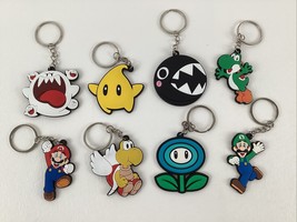 Super Mario Bros. Keychains Party Favors Lot of 8 Luigi Koopa Boo Yoshi New - $24.70