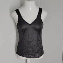 Lorraine Vintage Slip Shirt Top ~ Sz 34 ~ Black ~ Sleeveless ~ Lace Trim - $18.89