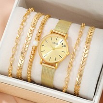 Er quartz watch with bracelet for women casual fashion round simple silver watch dainty thumb200