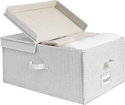 Storageworks 55L Closet Storage Organizer With Handles, Canvas Basket With Lid, - £36.14 GBP