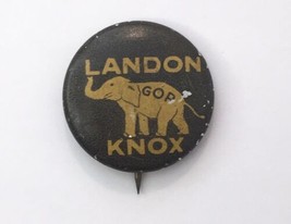 1936 Landon-Knox Presidential Campaign Pin 3/4 &quot; Republican GOP Elephant - $10.00