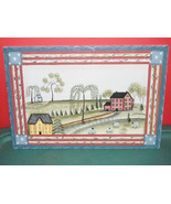 13.5&quot; X 19.75&quot; Handpainted Sheep and Willows on Wood Red, White Blue Pri... - $19.99
