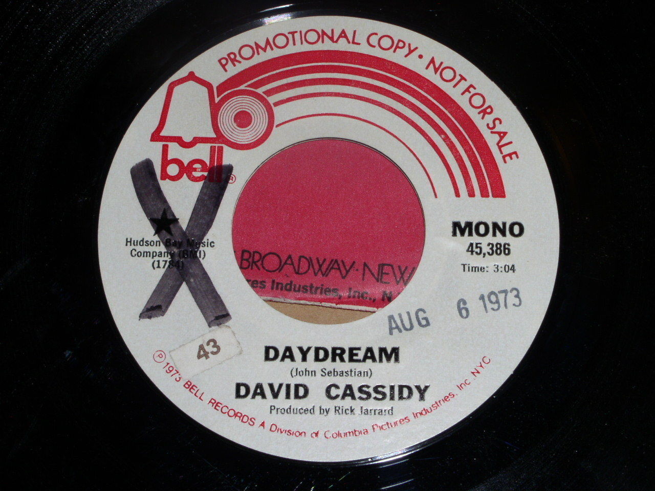 David Cassidy Daydream Promotional 45 RPM 1973 Bell Label - $22.99