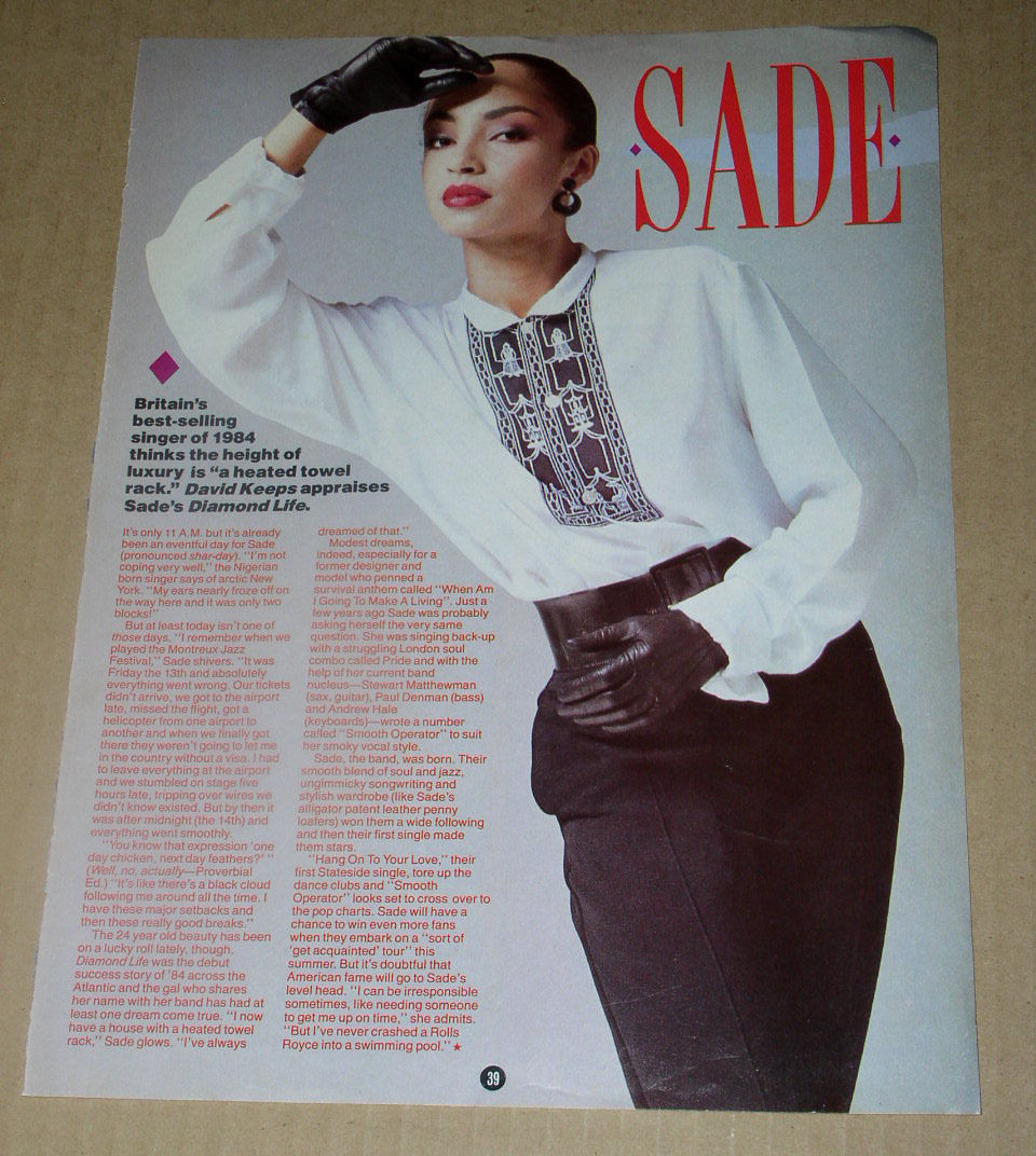 Primary image for Sade Magazine Photo Clipping Vintage 1980's