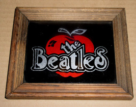The Beatles Logo On Glass Pane Framed In Wood Red Silver Foil - £31.96 GBP