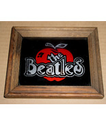 The Beatles Logo On Glass Pane Framed In Wood Red Silver Foil - €34,13 EUR