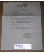 Toto Fan Club Letter Vintage 1979 Hydra - £23.48 GBP