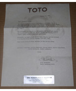 Toto Fan Club Letter Vintage 1979 Hydra - $29.99