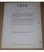 Toto Fan Club Letter Vintage 1980 Hydra - $29.99