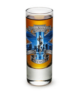 EMS- &quot;WE WILL NEVER FORGET&quot;- 9-11- WITH BLUE SKY -NEW-  2 OZ. SHOT GLASS   - £7.77 GBP+