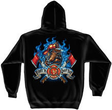 New FIREFIGHTER  HOODED  SWEATSHIRT First in LAST OUT  - $39.59+