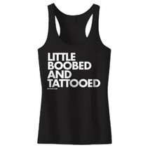 New LITTLE BOOBED AND TATTOOED RAZOR BACK TANK TOP VARIOUS COLORS DPCTED - £19.71 GBP