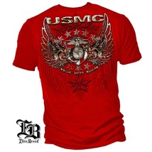 New Usmc Foil Stamped Pride Duty Honor Red Licensed T Shirt Military Marines - £15.81 GBP+