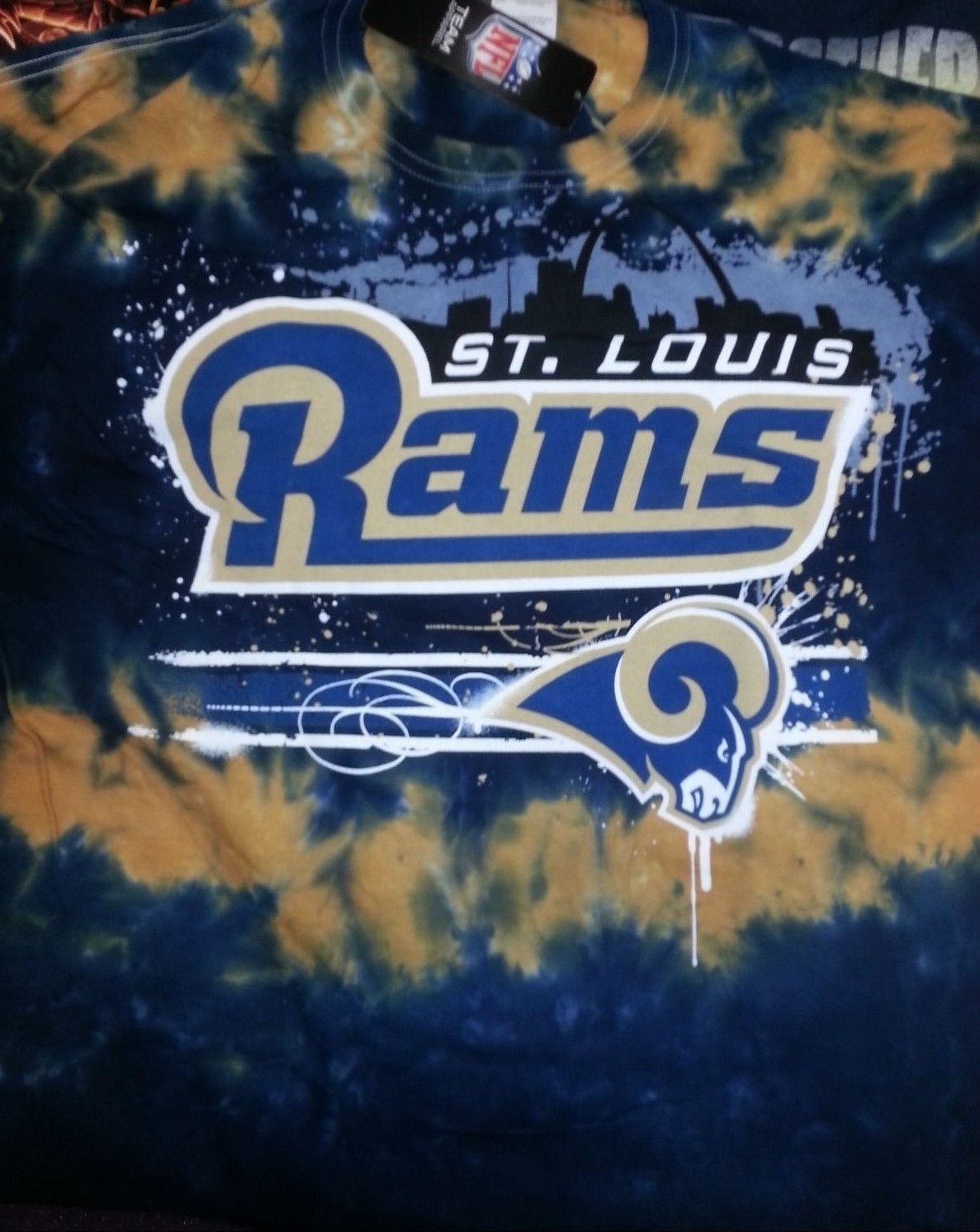 ST LOUIS RAMS  'HORIZONTAL STENCIL'  Tie Dye  T-Shirt NEW NFL - £20.45 GBP - £21.24 GBP