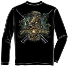 New Marines First In Last Out Licensed Long Sleeve T Shirt Usmc - £19.76 GBP