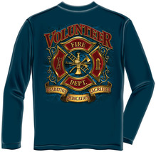 New VOLUNTEER FIREFIGHTER  LONG SLEEVE T SHIRT TRADITION DEDICATION, - $30.68+