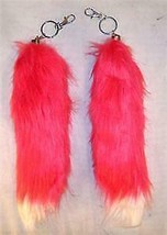 FOX TAIL KEY CHAIN HOT PINK  WITH WHITE TIP foxes wild animal fur tails NEW - $4.74