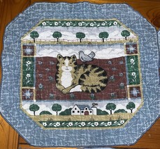 7 Pieces Vintage Quilted Fabric Placemats Country Cat Approximately 13”x 12” - £7.47 GBP