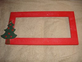 Red Wooden Cross Stitch Frame With Christmas Holiday Tree  - £18.73 GBP