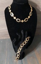 AKI Vintage Gold Black Shaped Linked Necklace Bracelet Gold Toned - $44.85