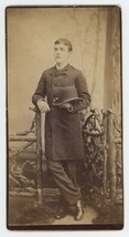 Antique c1880s Unique Cabinet Card Handsome Young Man Holding Hat Brooklyn, NY - £13.22 GBP